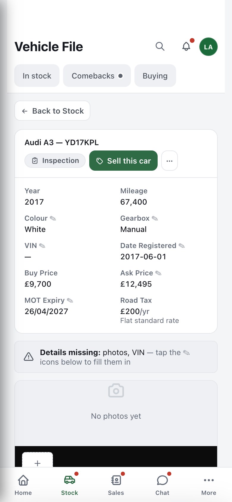 A car file on iPhone